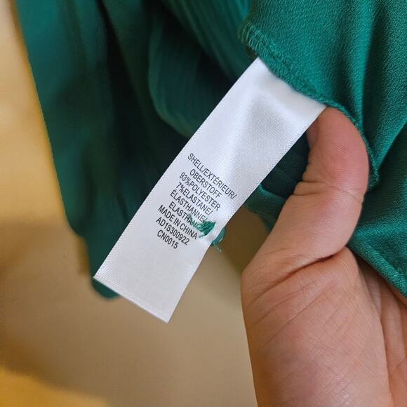 Adrianna Papell Irish Green Size Medium M Ribbed Pleated Blouse Polyester - Picture 7 of 11